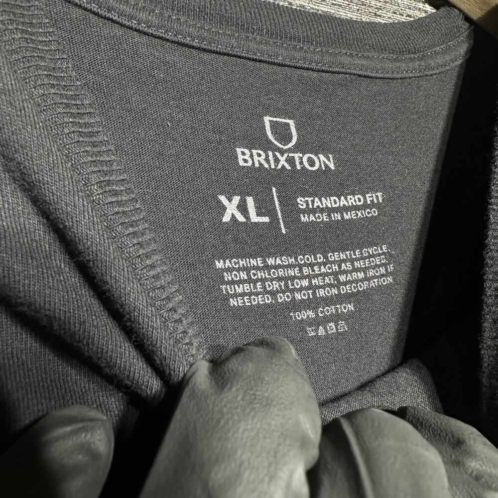 Brixton Shirt Men's XL BLack Short Sleeve Standard Fit Blank Solid Casual - Picture 4 of 12